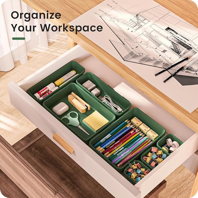 A-LuGei 【 & 5 Size Tool Box Organizer Tray Divider Set, 【Army Green】 - Image 2