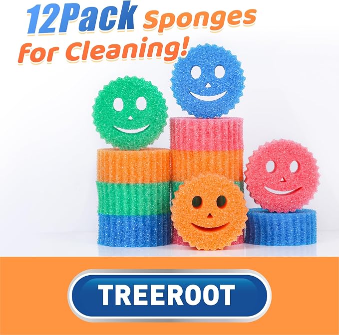 Treeroot 12 Pack Colorful Smile Scrub Sponges, Temperature Controlled - Image 6