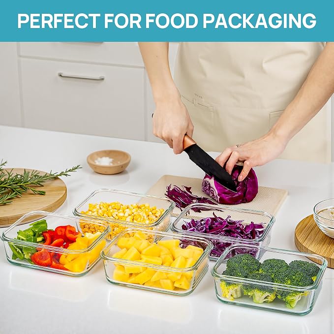 Vtopmart 5Pack 30oz Glass Meal Prep Container Sets - Image 4