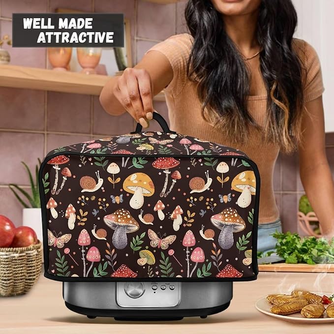 Cute Mushroom Crock Pot 6-8 Quart Slow Cooker Cover Dust Cover - Keep Appliance Clean & Decor for Table