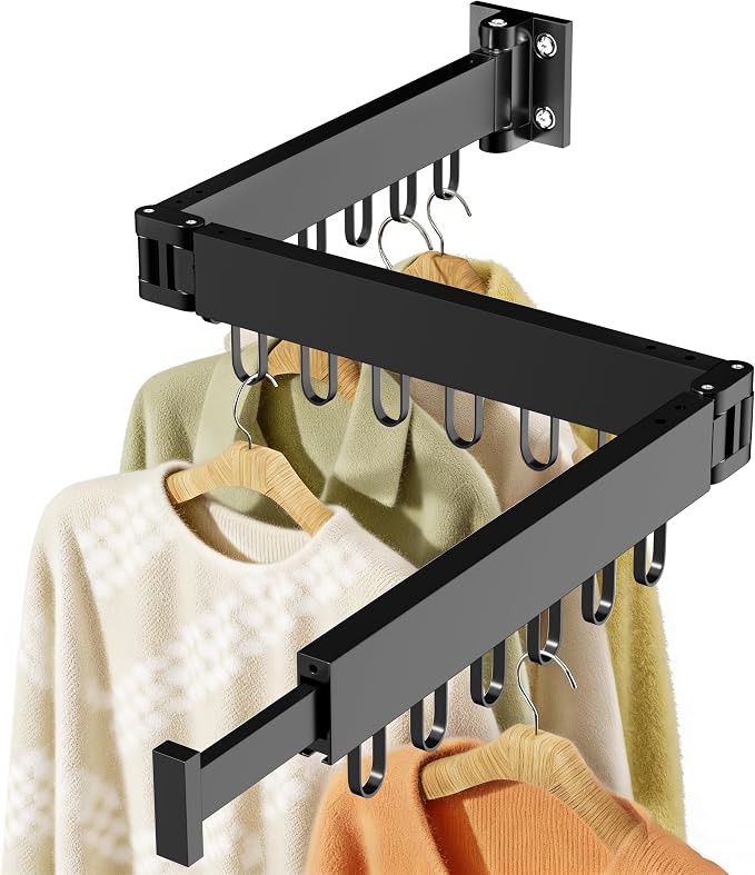 Clothes Drying Rack Wall Mounted, Space-Saving Drying Rack Clothing, by JAUREE