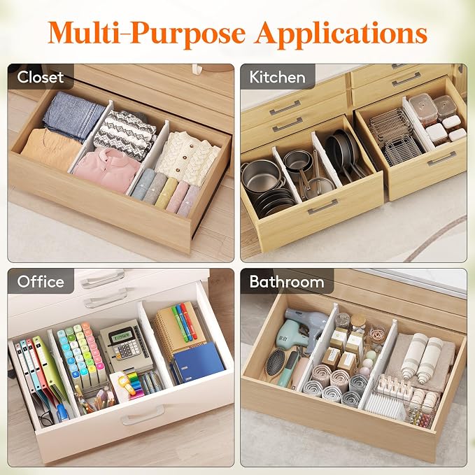 Lifewit 8" Tall Drawer Dividers, Adjustable Deep Drawer Organizer Clothes | 6 - Image 7