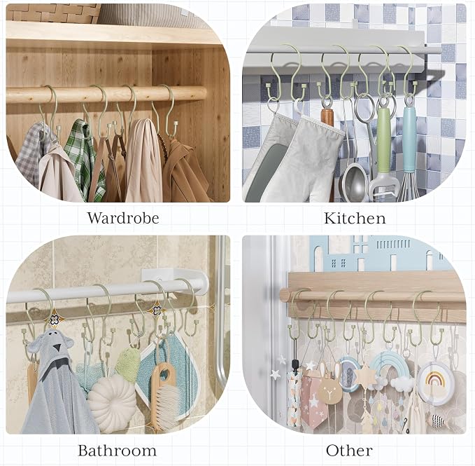 Bathway Sage Green Shower Curtain Hooks Shower Curtain Rings - Image 7