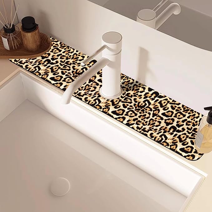 Abstract Brown Leopard Dish Drying Mat - Image 2