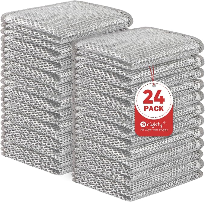 Orighty Dish Cloths for Washing Dishes, 24 Pack Metal Dish Rags by AllRightinOrighty