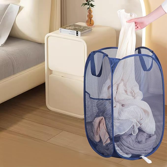 Foldable Clothes Basket Mesh Pop Up Laundry Hamper - Image 6
