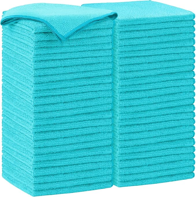AIDEA Blue Microfiber Cleaning Cloth-50PK, Cleaning Rags 12"x 12" Absorbent | by AIDEAHOME