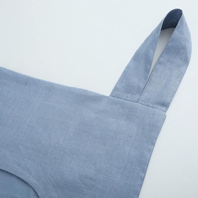 Amazhiyu 100% Linen Door Hanging Laundry Hamper Bag, 19x27 Inches, Steel Blue - Image 4