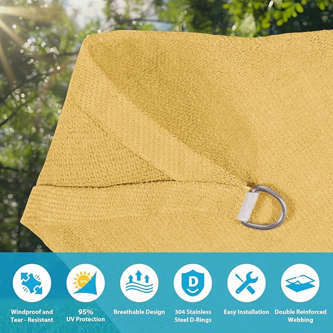 Amagenix Sun Shade Sail 12'X30' Curved Edge Outdoor Shade Canopy Sand Breathable 95% UV Block Shade Cloth for Patio Garden Backyard (We Make Custom Size)