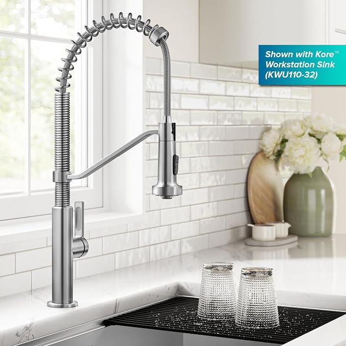KRAUS Oletto Commercial Style 2-Function Single Handle Pull Down Kitchen Faucet - Image 6