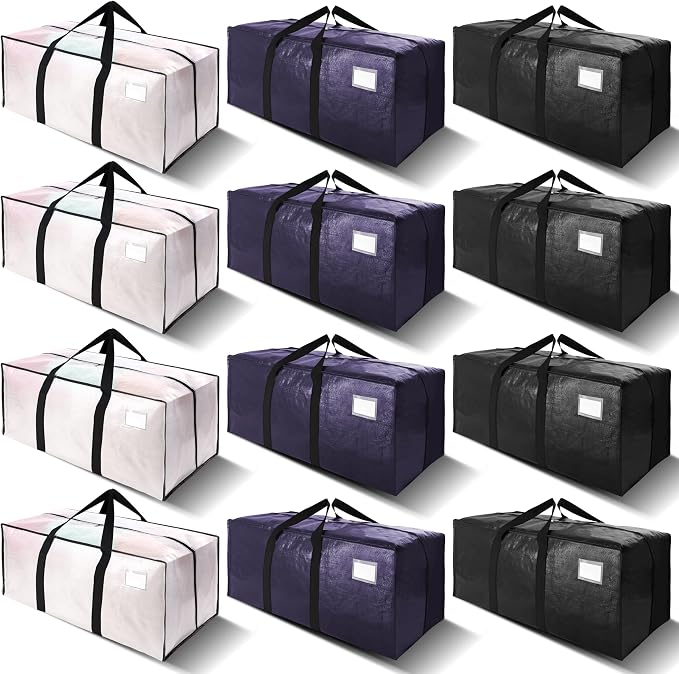 VELVETSURE 12 Pack Heavy Duty Large Moving Bags W/Backpack Straps by VELVETSURE