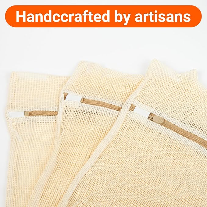 6Pcs Organic Cotton Mesh Laundry Bags - Image 6