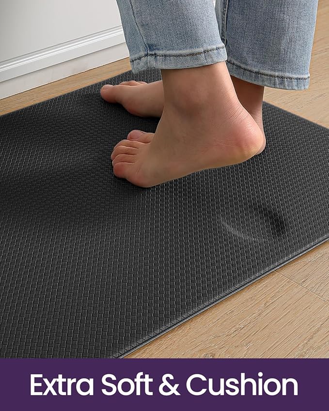 DEXI Kitchen Floor Mats Cushioned Anti Fatigue, 23x94, Large Long Standing Runner Rug Waterproof, Comfort Memory Foam Padded for Front Sink Laundry, Black