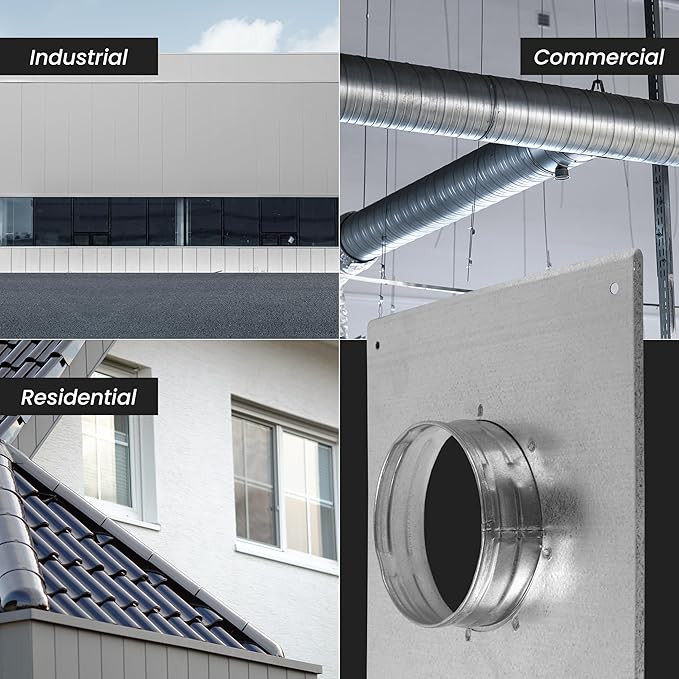 Repa Market 4 Inch Round Duct Flange/Galvanized Steel Vent Connector Plate/Wall or Ceiling Mount Adapter/for Dryer Hose & HVAC/Heavy Duty Air Return, Heating Cooling Exhaust Ventilation Cover