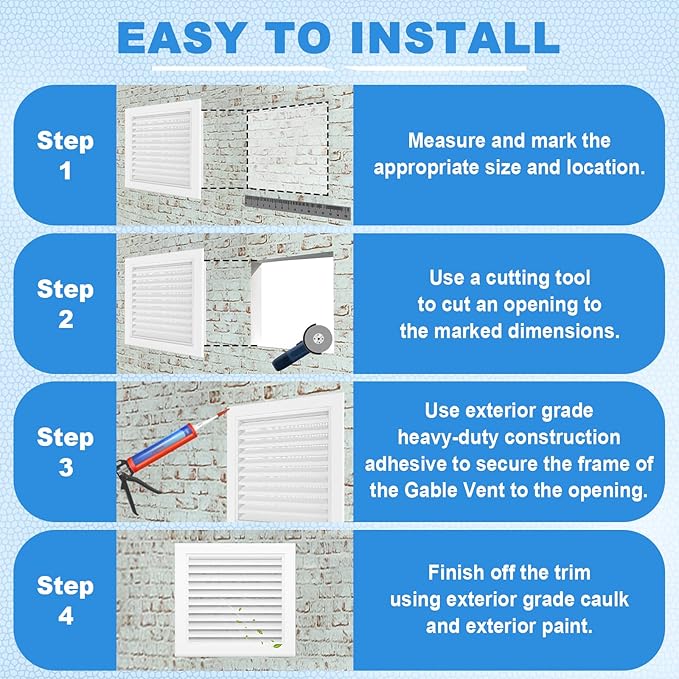 16"x22" Gable Vent Aluminum Alloy – Durable Vent for Attic & Garage, Integrated Metal Screen Keeps Out Critters, Anti-Condensation, Opening 14"x20" White Paintable