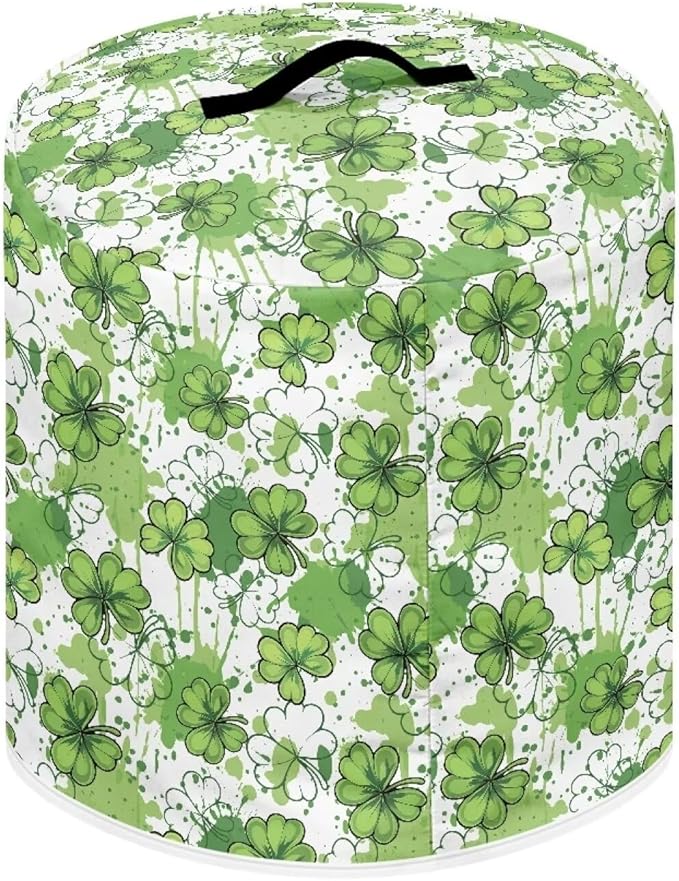 Xoenoiee Green Paint Shamrock Pattern Kitchen Appliance Dust Cover with Pockets, St. Patrick's Day Electric Pressure Cooker Cover Compatible with Crock Pot, Rice Cooker Cover, for 6 Qt Pot