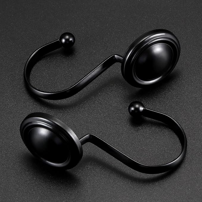 CHICTIE Black Shower Curtain Hooks Rings, Premium Rust Resistant Metal Shower - Image 3