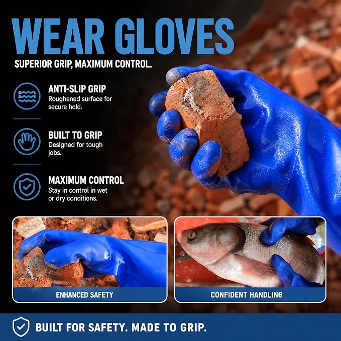 Okllen 2 Pair 27" Extra Long Rubber Gloves, Elbow Length Waterproof Gloves | - Image 5