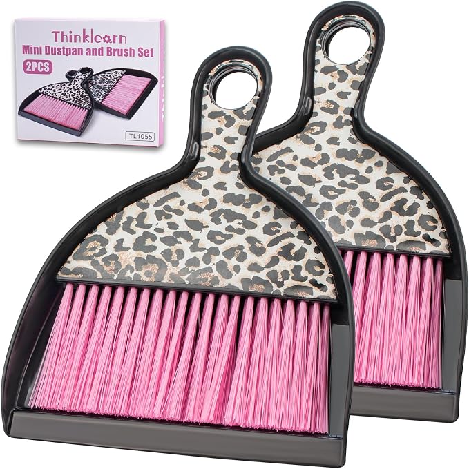 THINKLEARN 2PCS Small Dust Pan and Brush Set, Mini Broom Dustpan Kit by THINKLEARN