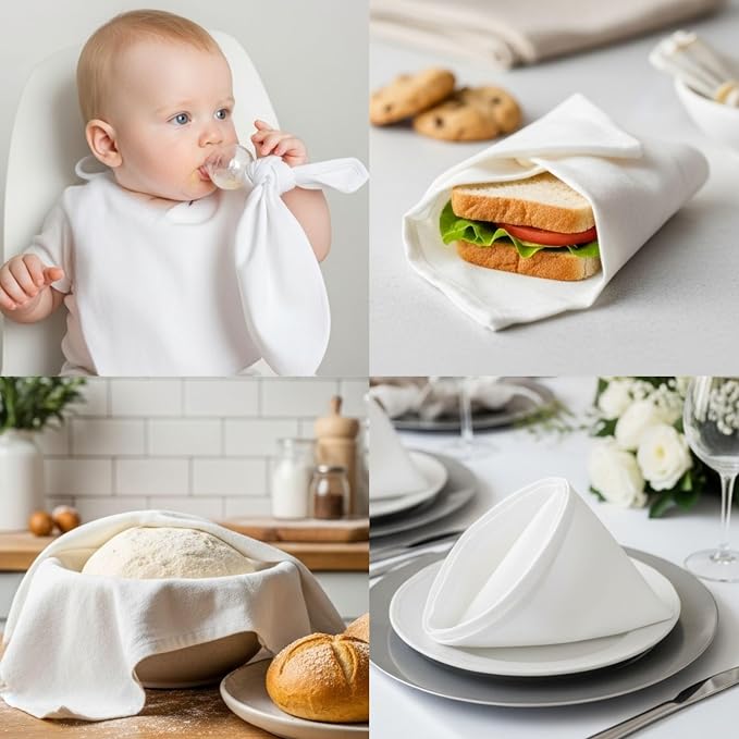 WHITEWRAP Flour Sack Towels 100% Cotton Dish Towel Reusable Baking Cloth - Image 4