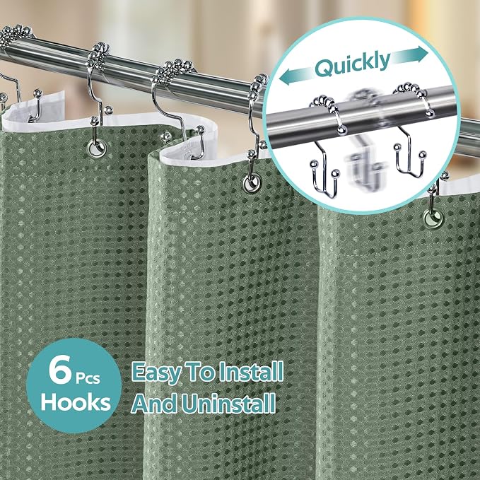 Vipfree 3 in 1 Shower Curtain Set, Waffle Shower Curtain and Liner Set - Image 2