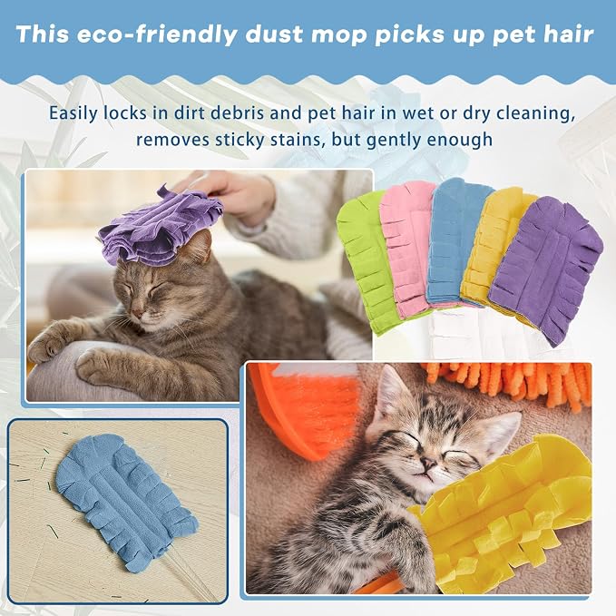 Zubebe 20 Pcs Reusable Duster Refills Fleece, Rainbow Colors | Soft Polyester - Image 4