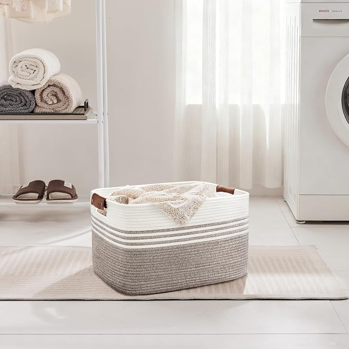 45L Woven Laundry Basket Hamper - Image 3