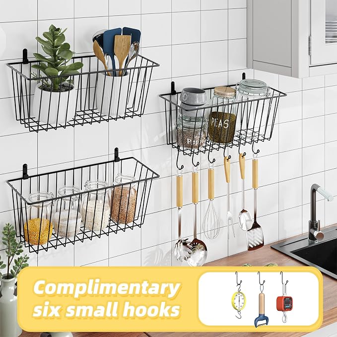 Simple Trending 6 Pack Wire Basket Wall Mount Hanging Baskets - Image 4