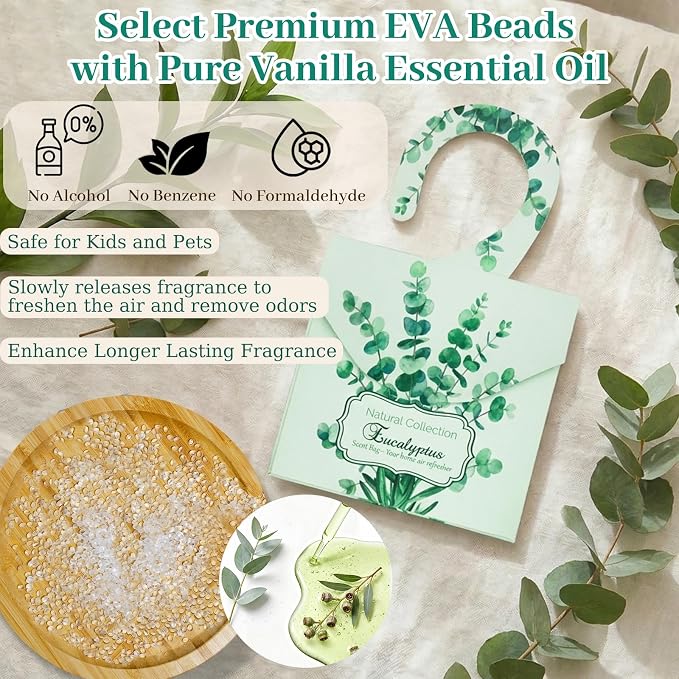 24Pcs Eucalyptus Sachets for Drawers and Closets, Natural Closet Freshener - Image 3