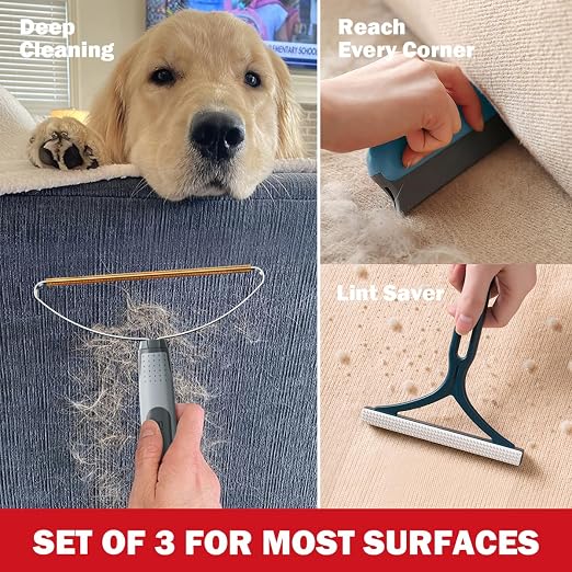 Pet Hair Remover 3-Pack, Reusable Dog & Cat Hair Removal Tools, Lint Shaver | - Image 6