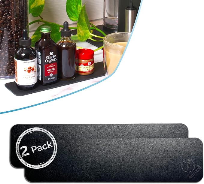 Ternal DripGuards Absorbent Counter Mat 2-Pack | Waterproof, Quick-Dry Coffee Bar Mat for Kitchen, Sink & Drink Station | Non-Slip, Spill-Proof Protector for Water, Oil & Syrup [3 x12in].