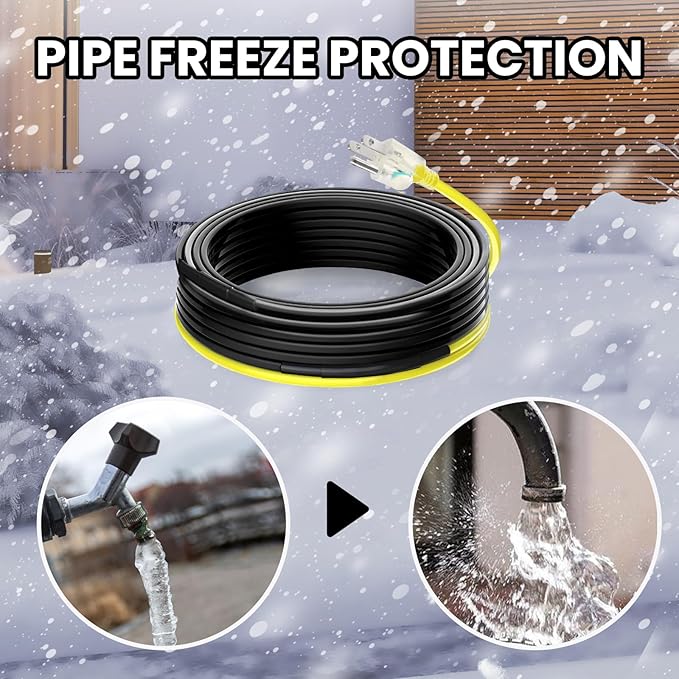 36 FT Gutter Heat Cable Kit, YeloDeer 6 W/FT Heat Tape for Roof and Gutters, Self-Regulating Roof Melt Heating Snow De-Icing Cable, 120V