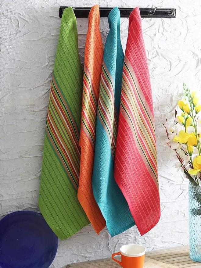 DG Collections 100% Cotton Salsa Kitchen Towels – 8 Pack, Super Absorbent Dish - Image 4