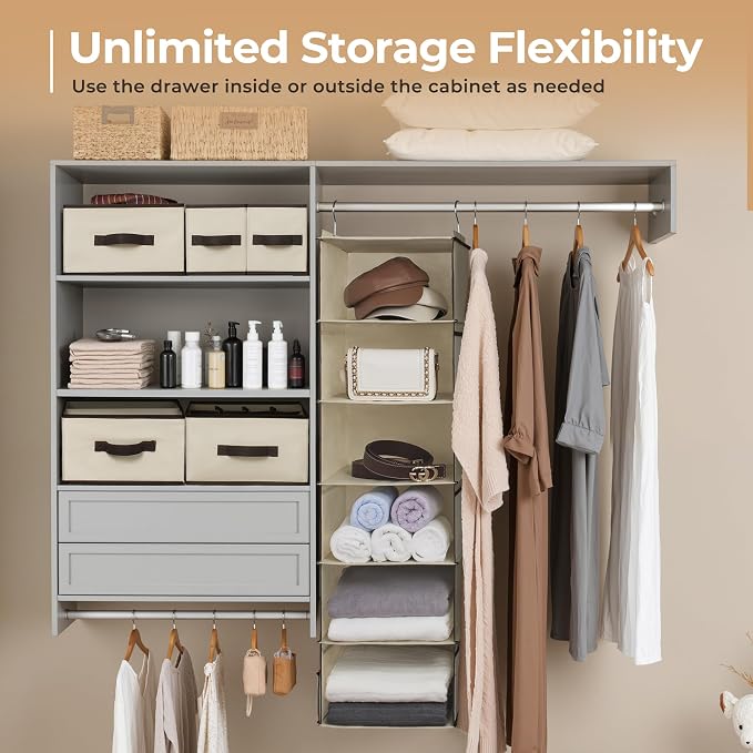 GRANNY SAYS Hanging Closet Organizer, 5 Drawers, 6 Shelves, 6 Pockets | Hanging - Image 4