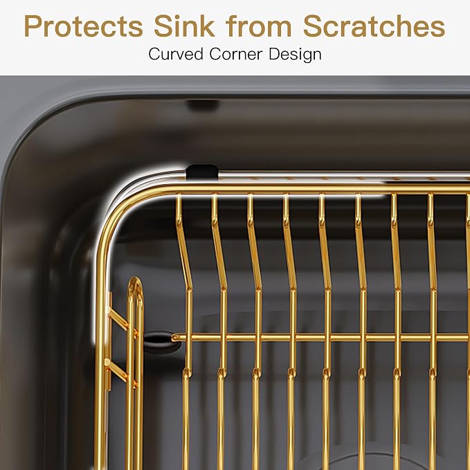 JASIWAY Gold Dish Drying Rack in Sink - Image 8