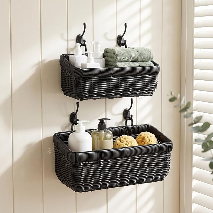 Wicker-Style Hanging Baskets, Plastic Basket - Image 4