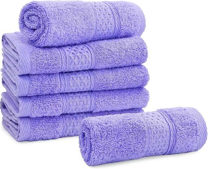 Cleanbear Wash Cloths Cotton Facecloths Set of 6, 13 by 13 Inches | Large - Image 8