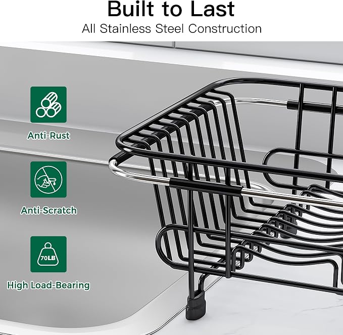JASIWAY Black Dish Drying Rack in Sink - Image 7