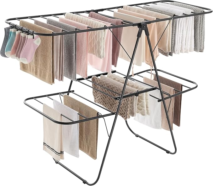 SONGMICS Clothes Drying Rack, Foldable 2-Level Laundry Drying Rack | by Unknown