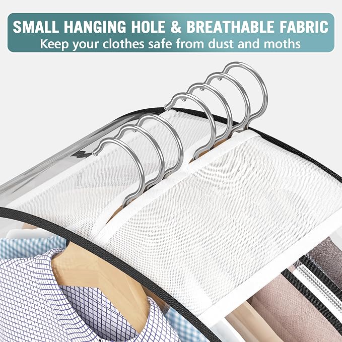 Liuoud Clear Garment Bags for Hanging Clothes 10” Gusseted, 6 Pack, 60” | Suit - Image 3