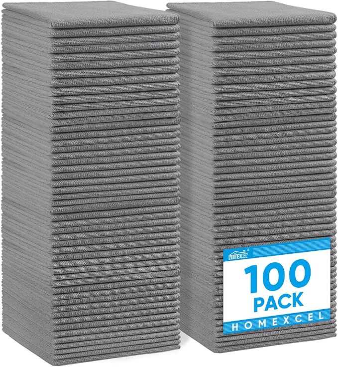 HOMEXCEL 100PK Microfiber Cleaning Cloth, Cleaning Rag by HOMEXCEL