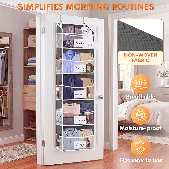 5Tiers Over Door Organizer, Weekly Clothes Organizer - Image 5