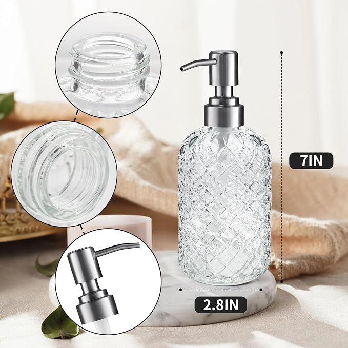Kaishun 14 OZ Refillable Glass Soap Dispenser - Image 2