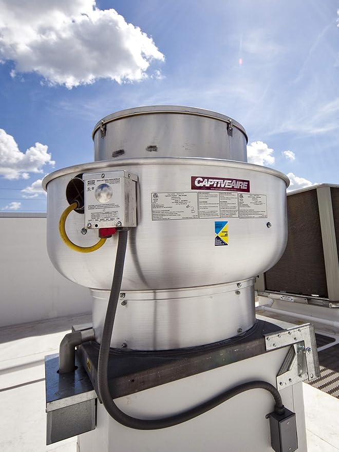 Restaurant Canopy Hood Grease Rated Exhaust Fan- High Speed Direct Drive Centrifugal Upblast Exhaust Fan with speed control- 21" Base, 0.33 HP 115 Volt Single Phase Motor, 500-1000 CFM (DU33HFA)