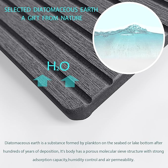 2 PCS Water Absorbent diatomite Coasters, 9.5" x 4" Water Absorbing Stone Tray for Sink, Stone Drying mat for Kitchen Counter, Stone soap Tray Used for Hand Soaps & toiletries & Plants