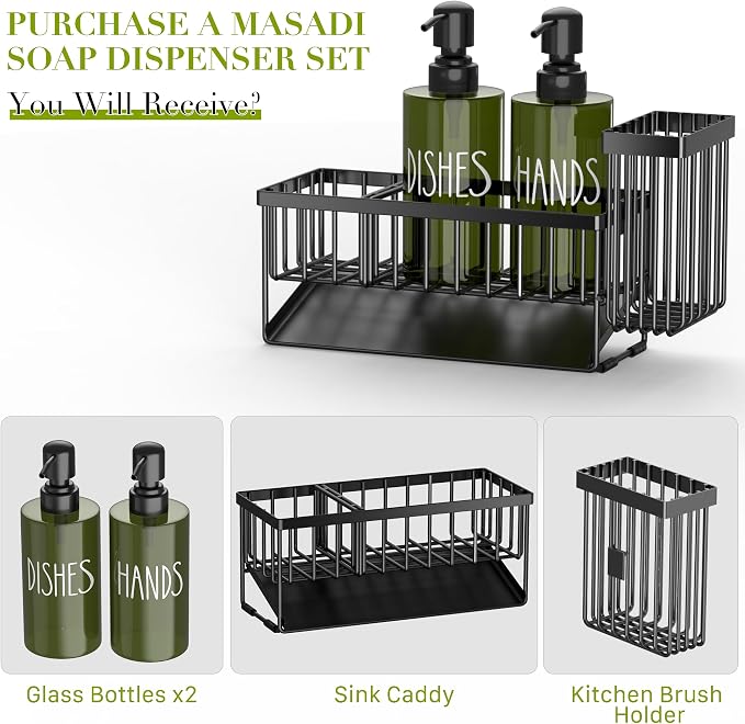 MASADI Kitchen Dish Soap Dispenser Set - Image 2