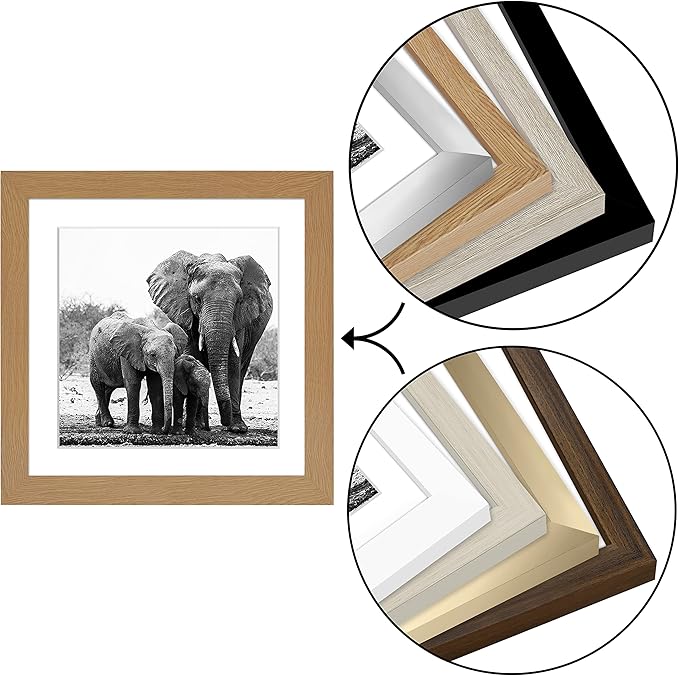Americanflat 11x11 Picture Frame with Shatter-Resistant Glass - Use as 8x8 Frame with Mat or Display 11x11 Photo Without Mat - Signature Collection - Square Frames for Wall Display - Dark Oak