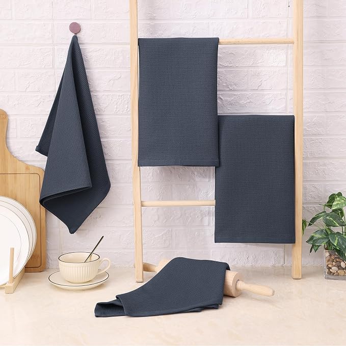 Homaxy 100% Cotton Waffle Weave Kitchen Towels, 8 Pack, Dark Grey - Image 7