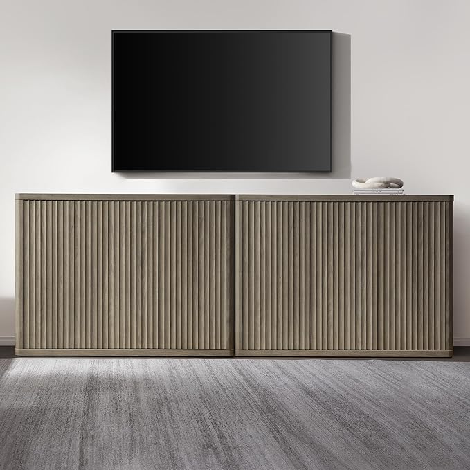 SICOTAS Buffet Cabinet with Storage Accent Sideboard with 6 Doors Modern 93.2" Credenza Fluted Buffet Table Media Console Cabinet Entryway Cabinets for Living Room Kitchen Dining Room Hallway