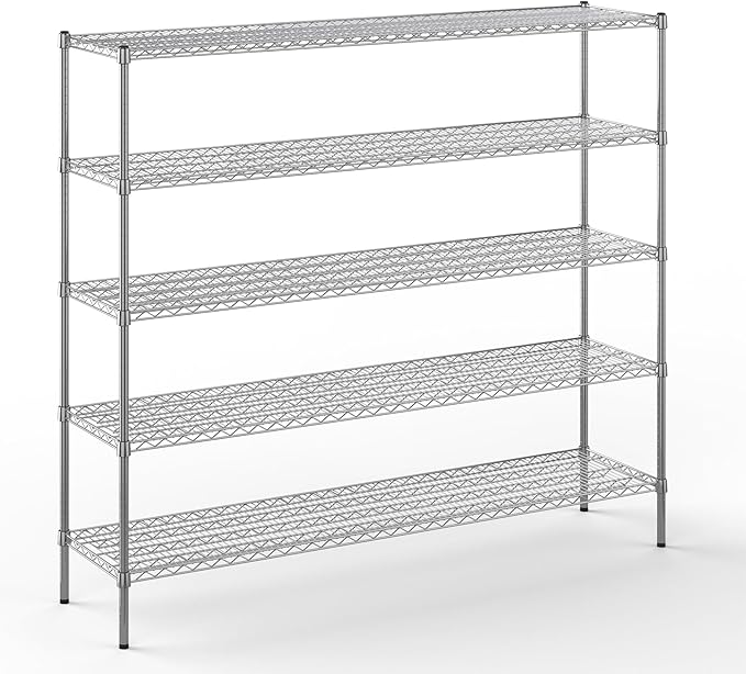 18" Deep x 72" Wide x 74" Height Wire Shelving Kit | 5-Tier | NSF Commercial Storage Rack Unit